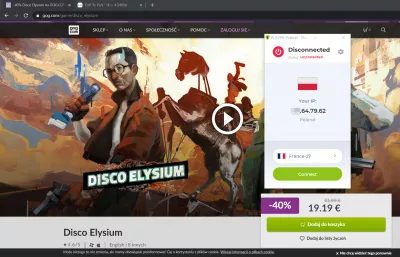 Video Games 39% Cheaper And DRM-Free Using VPN! : Same Video Game at 19.19€ with VPN in Poland - 23.99€ without VPN